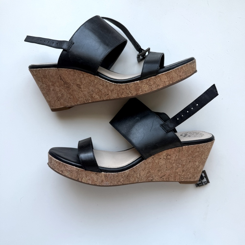 Vince Camuto Black Leather Wedges, size: 8.5